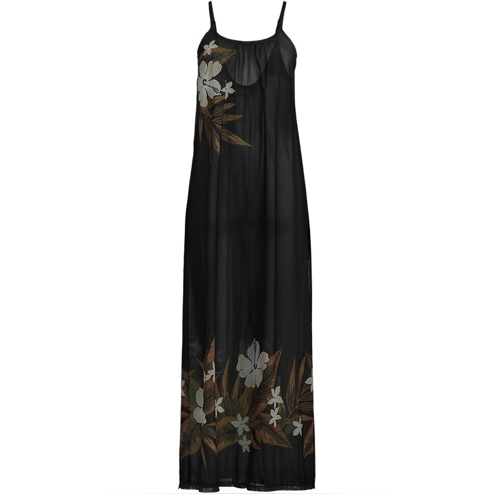 Lands' End Black Floral Swim Coverup
